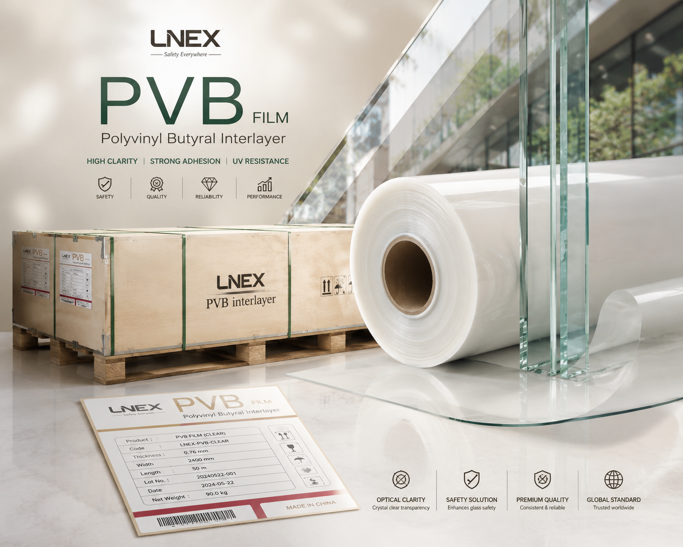 طلق لمینت شیشه پی وی بی P.V.B Film